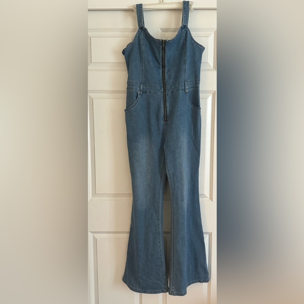 Pink Lily Stretch Denim Jumpsuit
